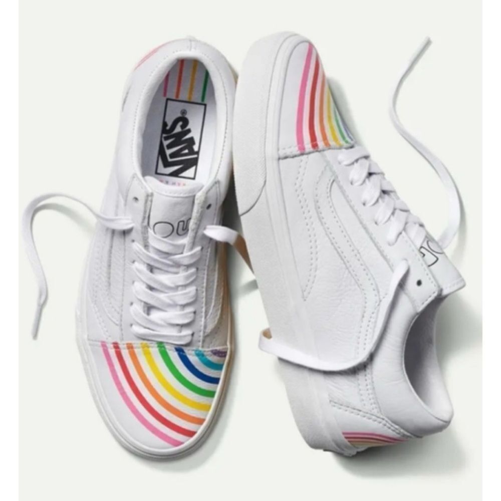 Vans x Flour Shop Old Skool Leather Rainbow Sneakers by Amirah Kassem Size 8